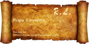 Ruge Levente névjegykártya